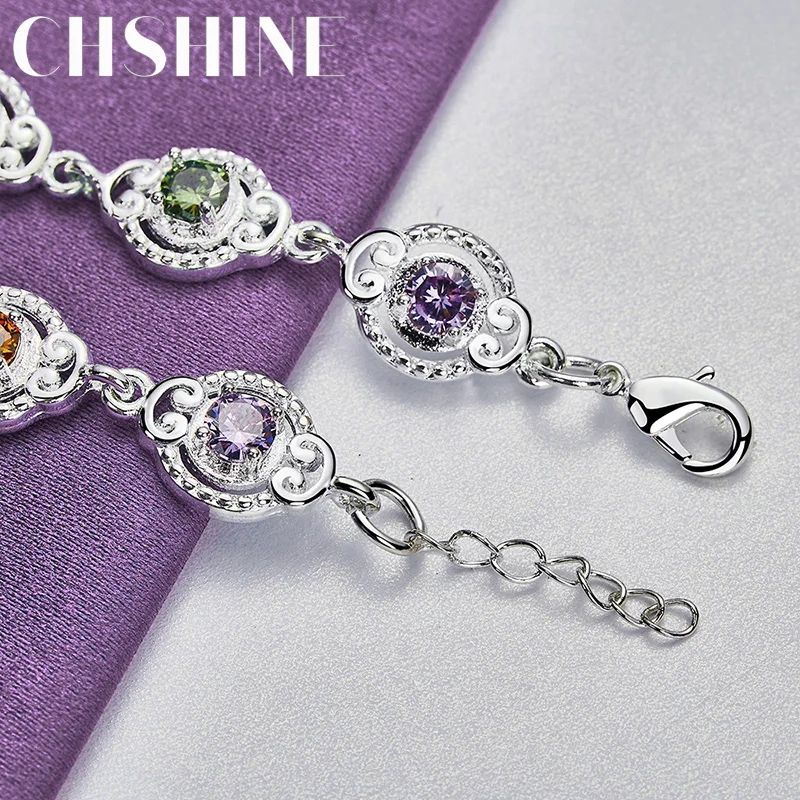 CHSHINE bracciale a catena in cristallo Color argento Sterling 925 per le donne regali di gioielli di moda per feste di matrimonio all'ingrosso spedizione gratuita