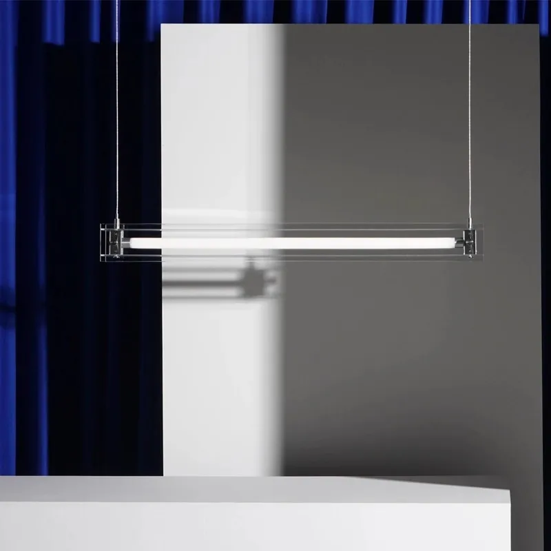 

Minimalist restaurant chandelier studio geometric island chandelier designer bar glass strip Mazar lamp