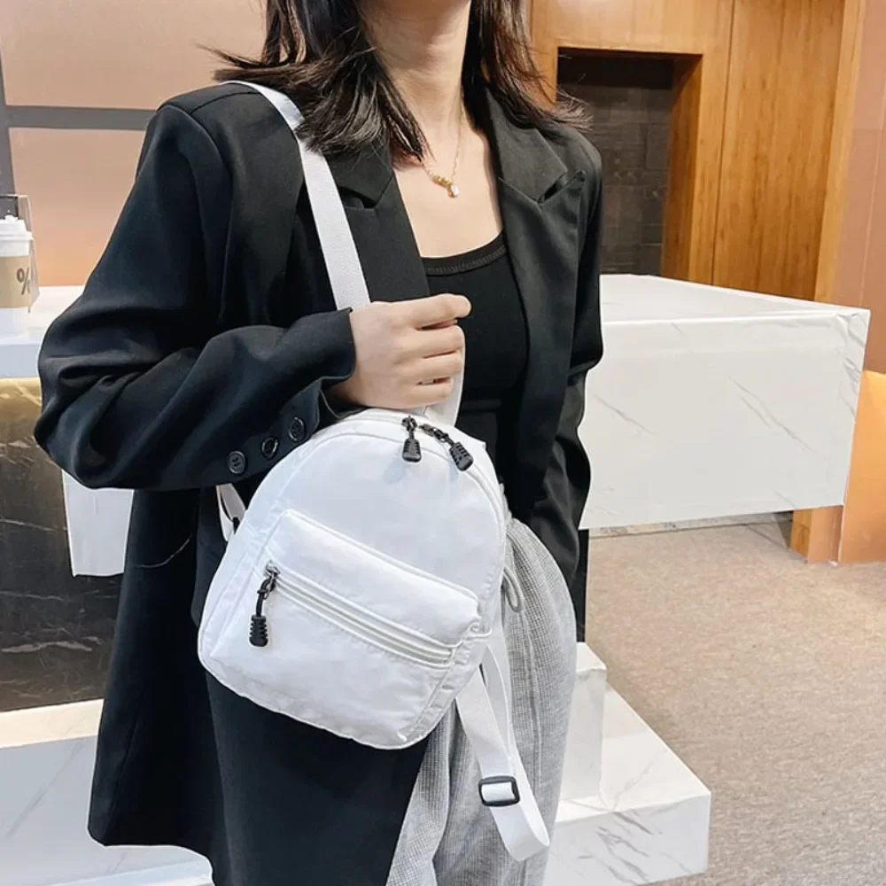 Women's Mini Backpack - Trendy Nylon Small Rucksack for Teen Girls, Lightweight School Bag Casual Daypack White