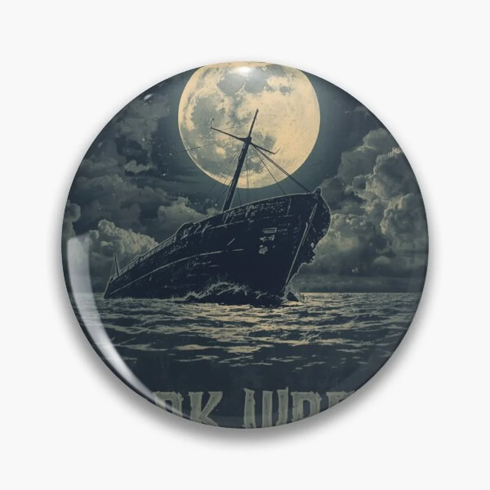 Widows Bay Every Tide Hides A Story | Vintage Whale Ocean T-Shirt Pin Holographic Star Heart Pin Brooches Laminated Button Fashi
