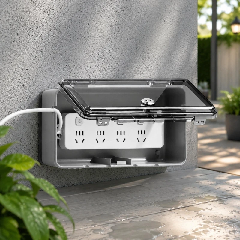 Lockable Outlet Bar Protective Cabinet for Indoor and Outdoor Utility Areas with Hinged Access and a Side Cable Opening M4YD