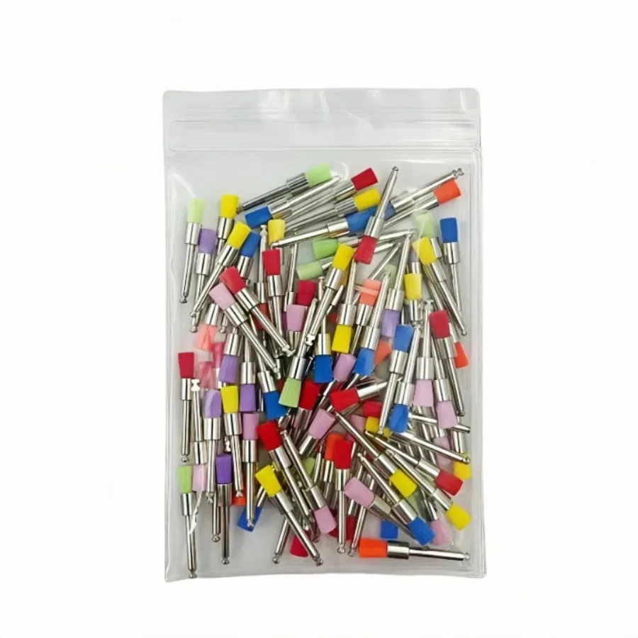 

100Pcs Dental Prophy Brushes Polishing Polisher Disposable Latch type Mixed color Plat Used for stain removal and polish