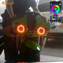 For Kawasaki Ninja Zx-6r Zx6r Zx600 07 08 Zx-10r Zx10r Zx10 06 07 Multi-Color Ultra Bright RGB LED Angel Eyes Kit Halo Rings