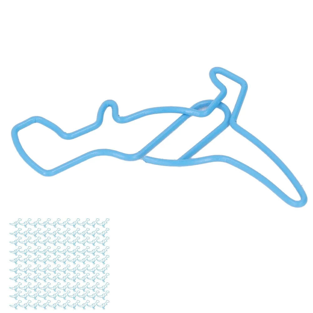 

100Pcs Funny Design Dinosaur Shape Funny Paper Clips 43*35mm Blue Cute Paperclips Sturdy Durable Paper Clips File Organization