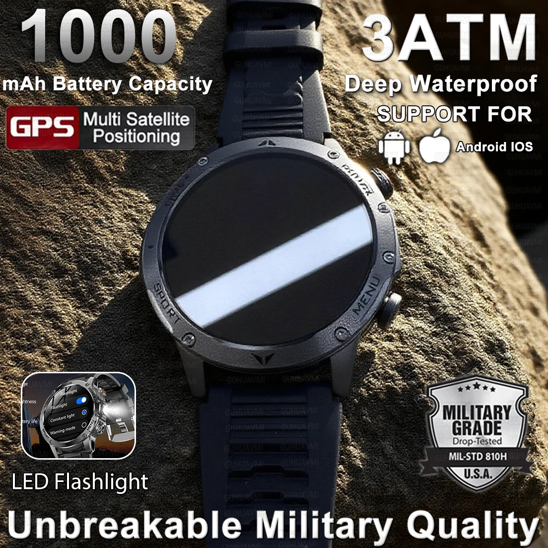 

2025 Новые мужские умные часы для занятий спортом на открытом воздухе, аккумулятор 1000 мАч, 1,7 дюйма, HD-экран, пульсометр, BT-вызов, 3 атм, водонепроницаемый браслет