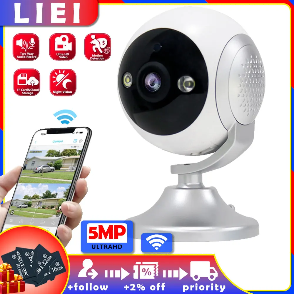 

LIEI 5MP WIFI Surveillance Camera 2K HD Dual Lens Wireless Outdoor Security IP Cameras AI Humanoid tracking Detect CCTV Camera