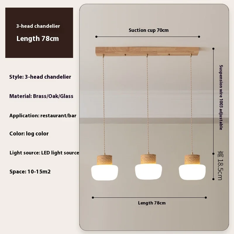 Деревянный подвесной светильник для столовой, ретро-дизайн, персонализированная Подвесная лампа с 3 головками из пеньковой веревки для спальни, гостиной, декоративное освещение