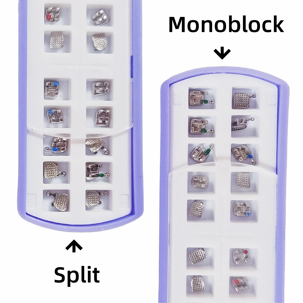 10 Sets Dental Halterung Kieferorthopädische Zahnspangen für Zähne Metall Mesh Basis Monoblock Split Mini Roth MBT 022 345 Haken Zahnarzt ortodoncia – Detail 8