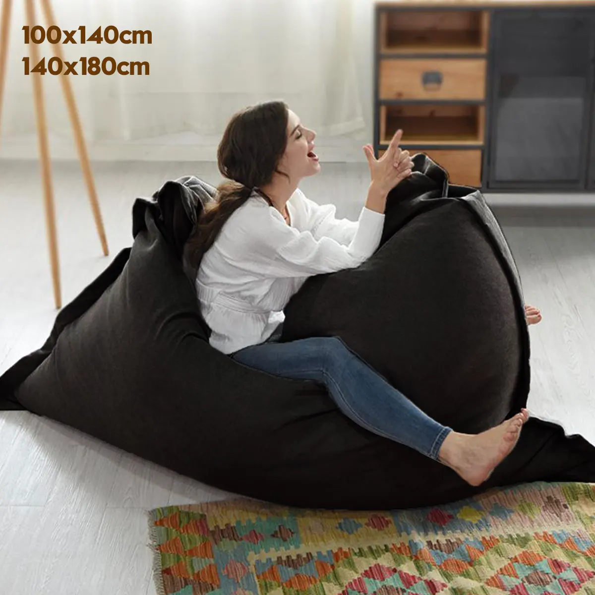 Large Bean Bag Chair Sofa Cover Waterproof Outdoor Lazy Seat Bag Couch Cover without Filler for Adults Kids Soft Tatami Chairs