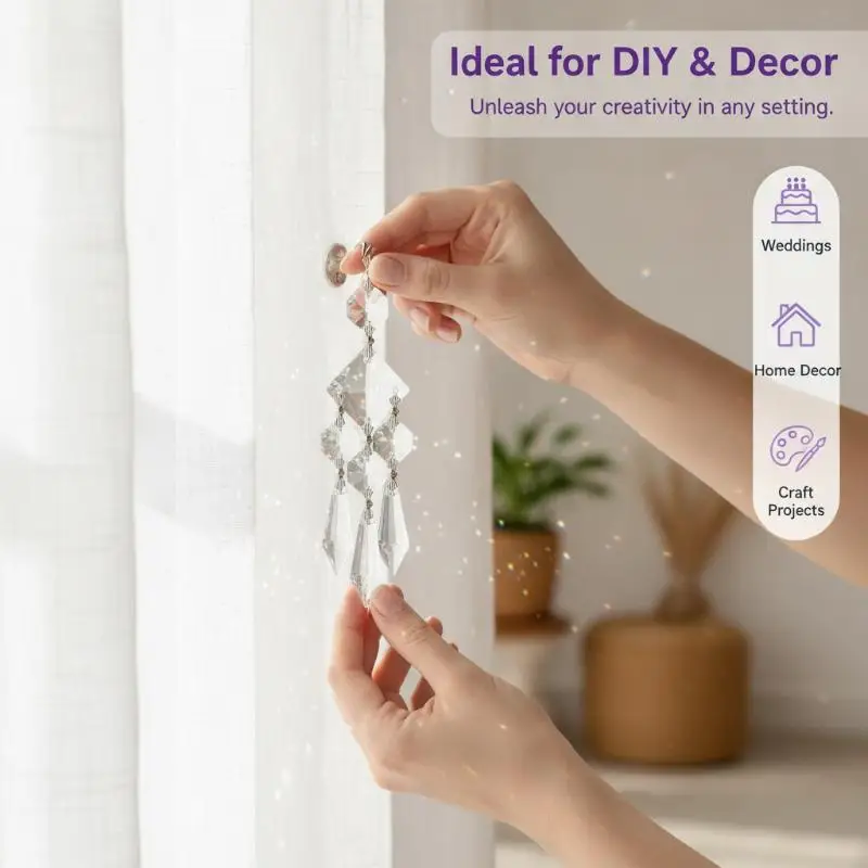Gorgeous Glass Crystal Prism Suncatcher: Chandelier Parts Lucky Hanging Pendant Handmade Christmas Wedding