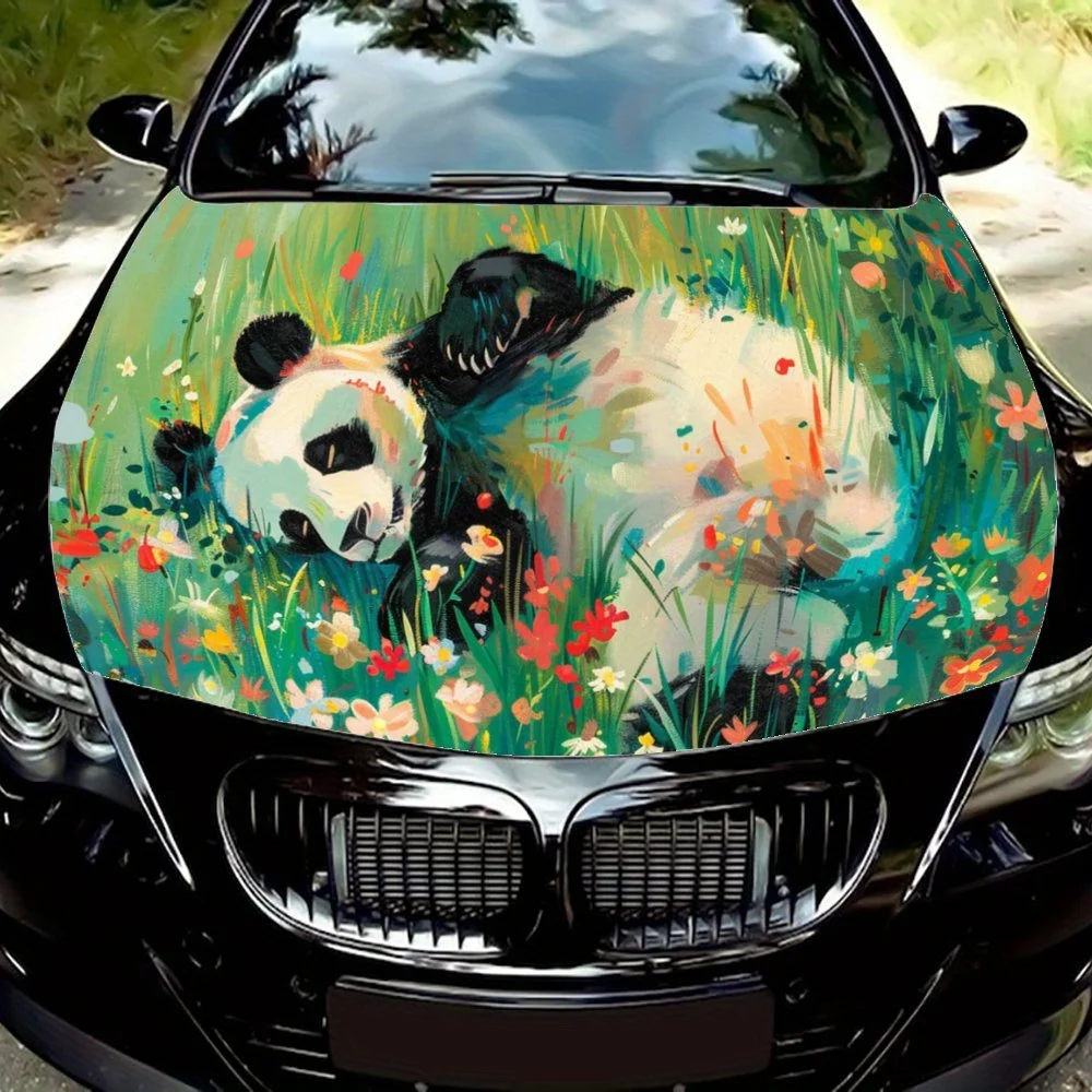 

Симпатичная панда, катающаяся в цвете, подарок, автомобильные виниловые наклейки, наклейка на капот двигателя, брызгозащищенная, легко снимается, прочная Pe