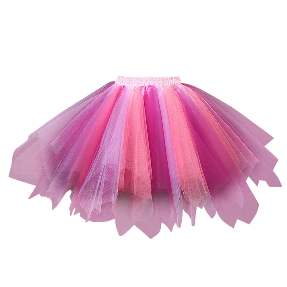 Princess Midi Fairy Tulle Skirt Pleated Dance Tutu Skirts Womens Lolita Petticoat Jupe Tulle Femme Party Puffy Skirts Adult