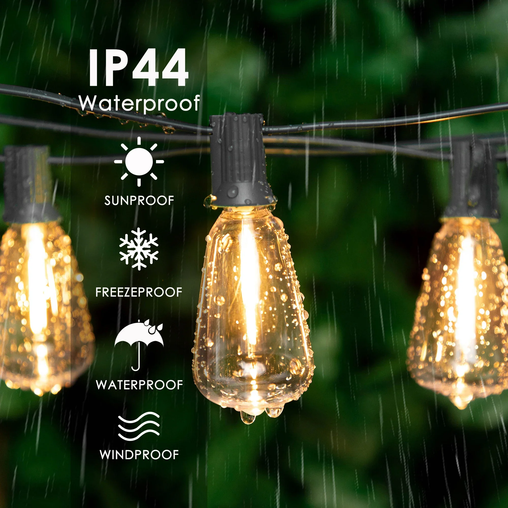 Shatterproof Solar Hanging Lights for Patio Digital Display Waterproof Solar String Light ST38 DC24V Decorative Solar LED Lights