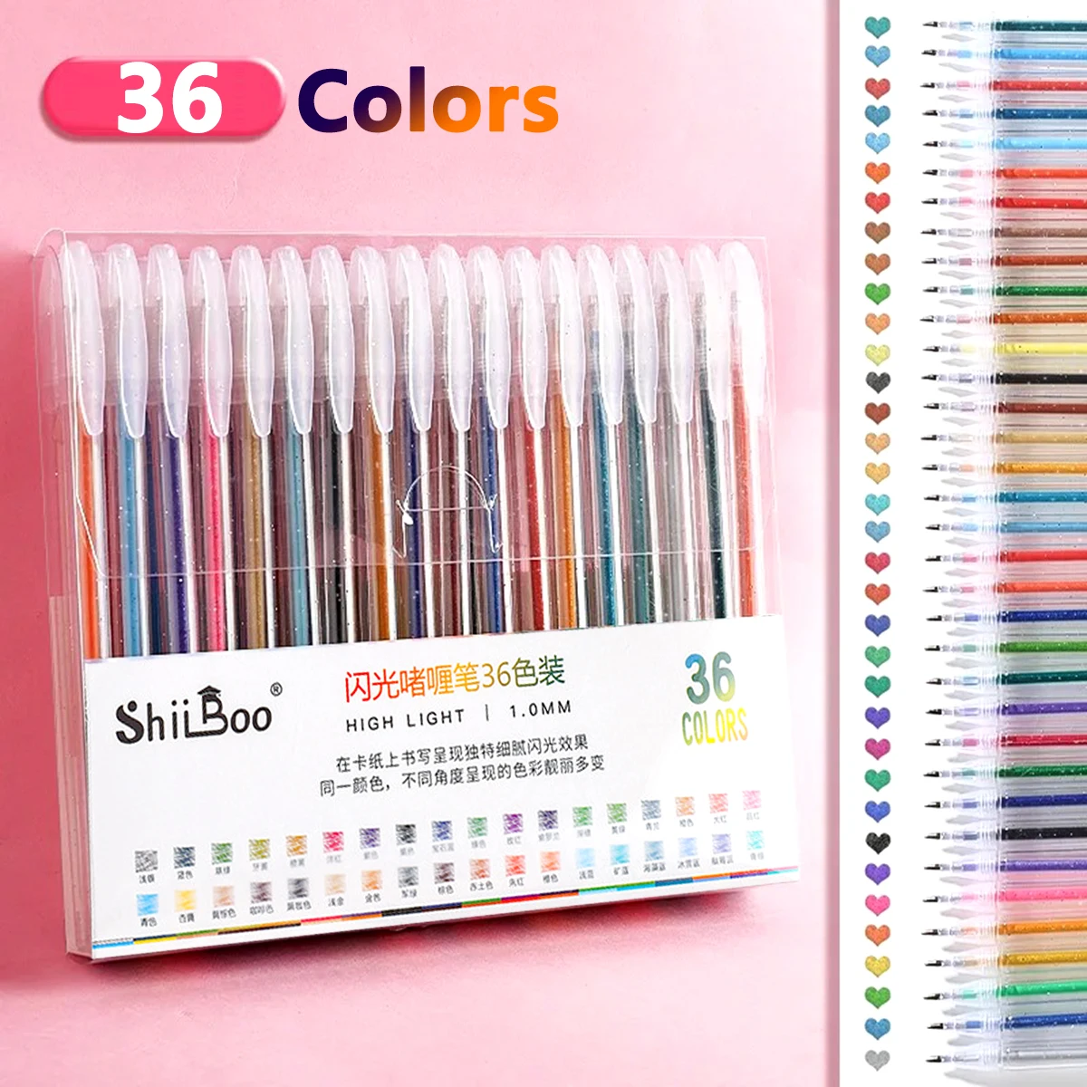 60 kleuren glitter gelpen 1,0 mm metaal glitter kleur balpen papier karton dagboek tekening markering kleuren DIY kunst