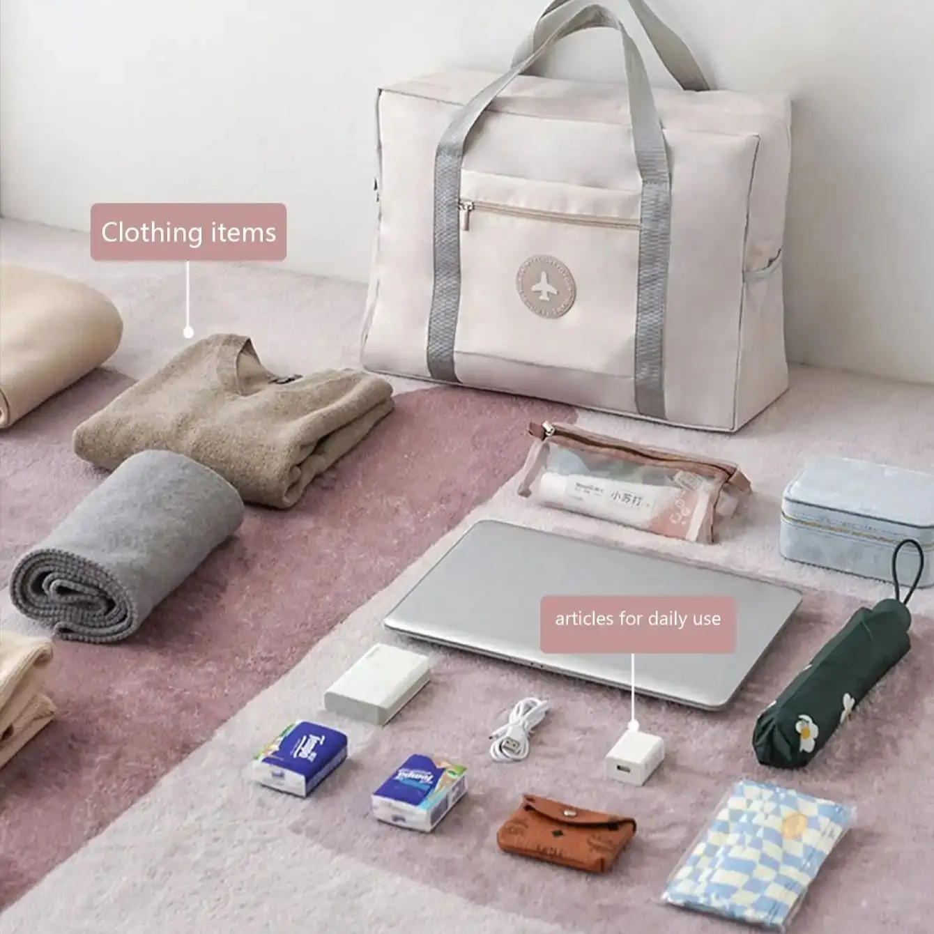 Handheld Travel Boarding Bag, Large Capacity Waterproof Folding Luggage Bag Cover, Pull Rod Luggage Bag