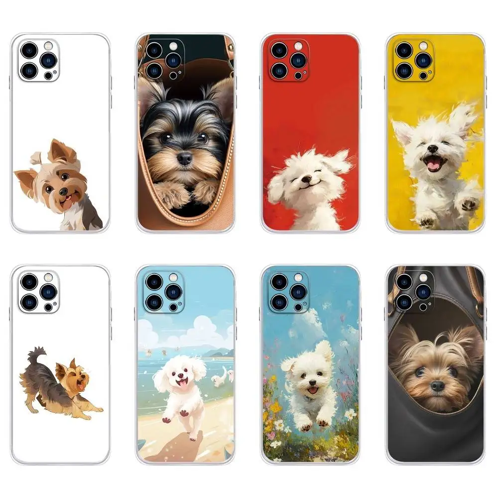 

Yorkshire Terrier Dog Phone Case For iPhone 16,15,14,13,12,11 Plus,Pro,Max,XR,XS,Plus,E,Mini Transparent Soft Cover