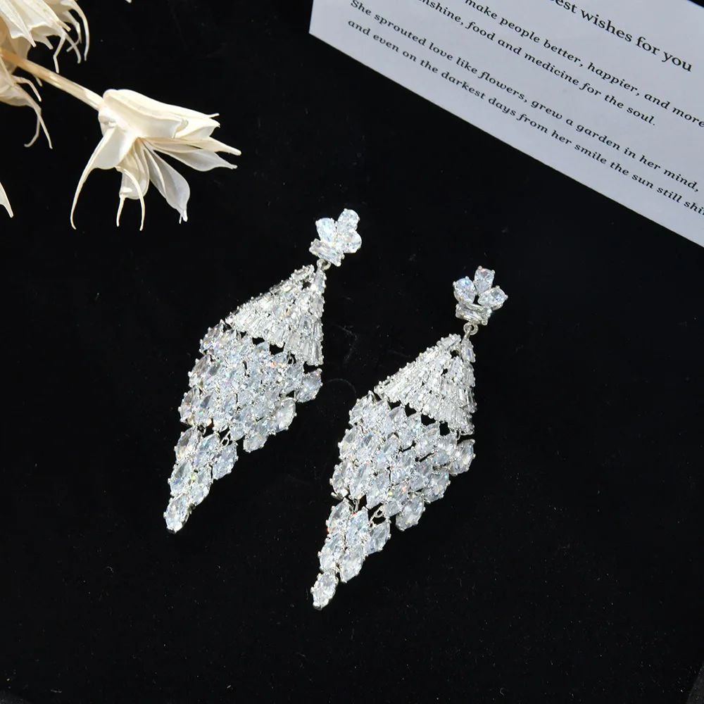 Diadem Environmental Protection CZ Crown Wholesale Eco Friendly Clearance Luxury Wedding Crown Earring Sets