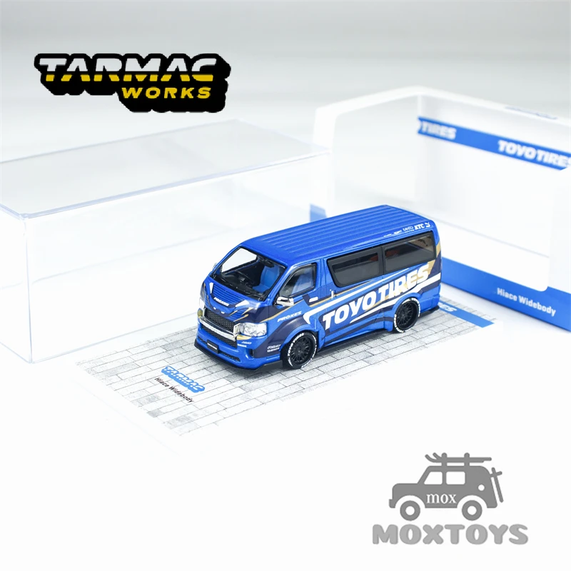 

Tarmac Works TW 1:64 Hiace Widebody Toyo Tires Blue Diecast Model Car