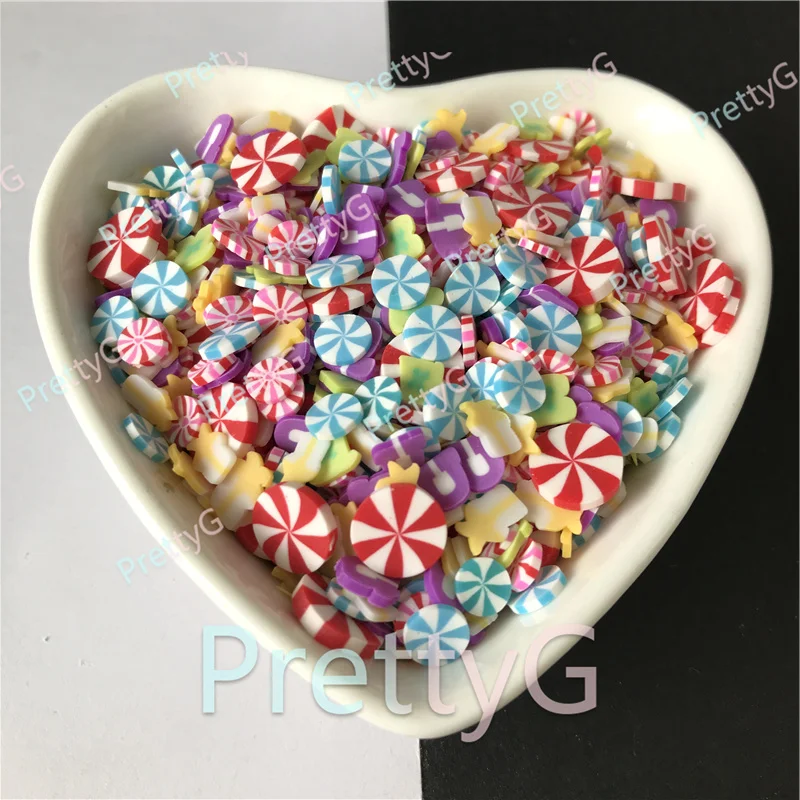 PrettyG 1 scatola mix di caramelle fette forniture argilla morbida polimerica decorazione fai da te per resina Nail Art Slime Cake Dessert MS08