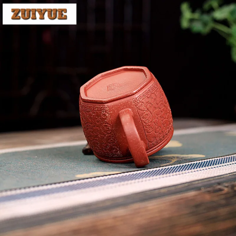 290 مللي أباريق الشاي التقليدية Yixing الأرجواني الطين اليدوية المثمن وعاء عيار كبير الخام الخام الإنحدار الطين غلاية Zisha طقم شاي الشاي #6