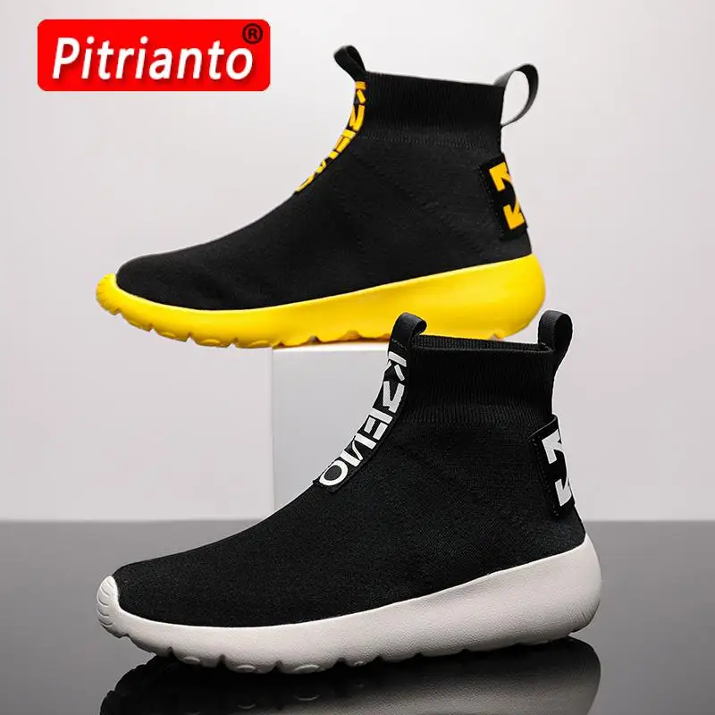 Socken Turnschuhe Männer stricken obere atmungsaktive Sportschuhe Socken Stiefel Mann Schuhe High Top Laufschuhe für Männer Zapatillas de Deporte