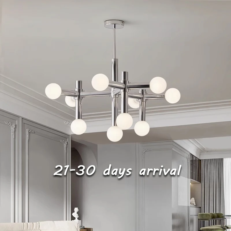 

21-30 days arrival!Nordic style design Glass ball chrome Hanging chandelier,lustre kids room,Living room decoration home,D80cm