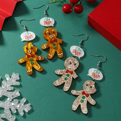 A pair of women's fashionable hanging earrings with exaggerated creativity, bitten off during Christmas, asymmetrical dialogue,