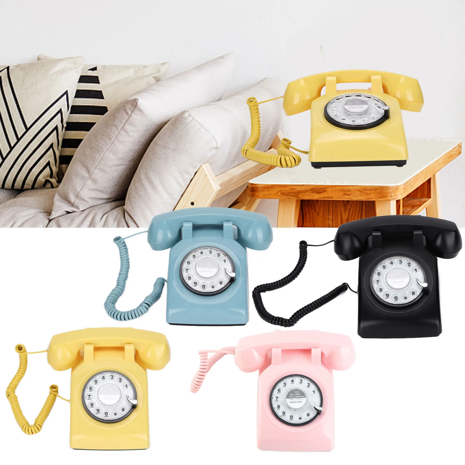 Old Fashioned Telephone Vintage Phone Retro Rotary Landline 60s Old Fashioned Rotary Wired Fixed Landline Telephone