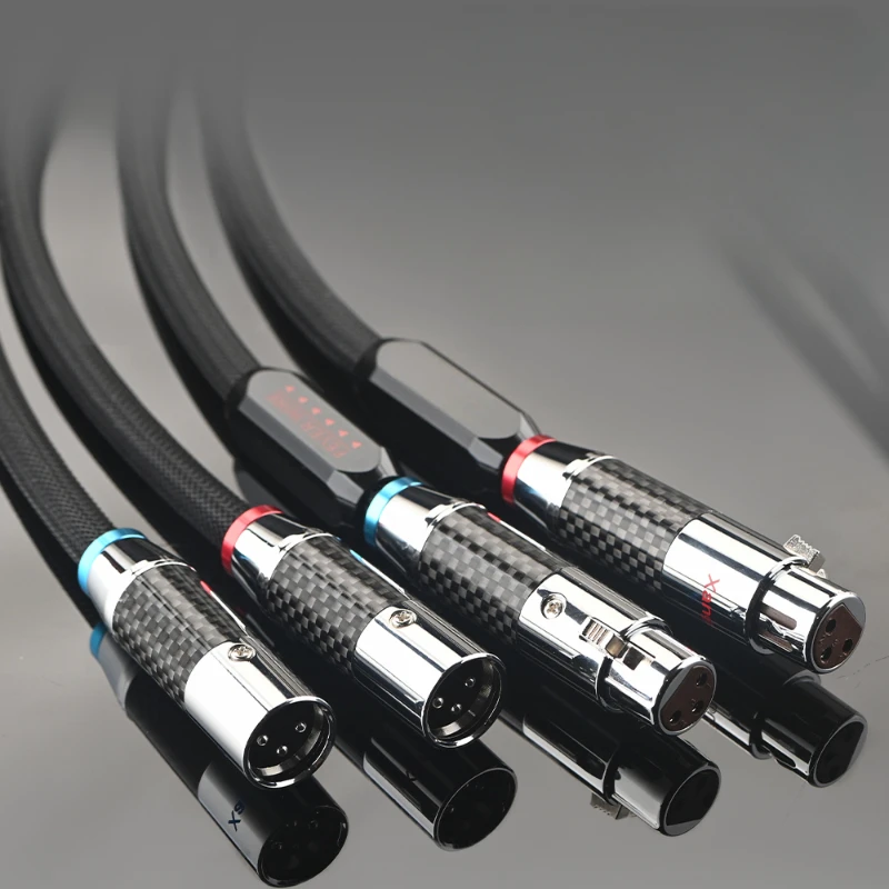 

Однотонный серебристый сбалансированный кабель Hi-Fi XLR, 4-ядерный аудио кабель для соединения, штепсельная Вилка из углеродного волокна