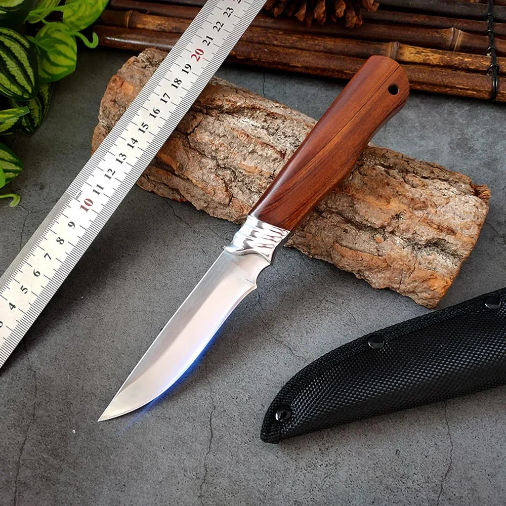 Camping Hunting Straight Knife Survival Outdoor Boning Knife Fishing Fruit Vegetables Chef Accessories With Knife Leather Sheath