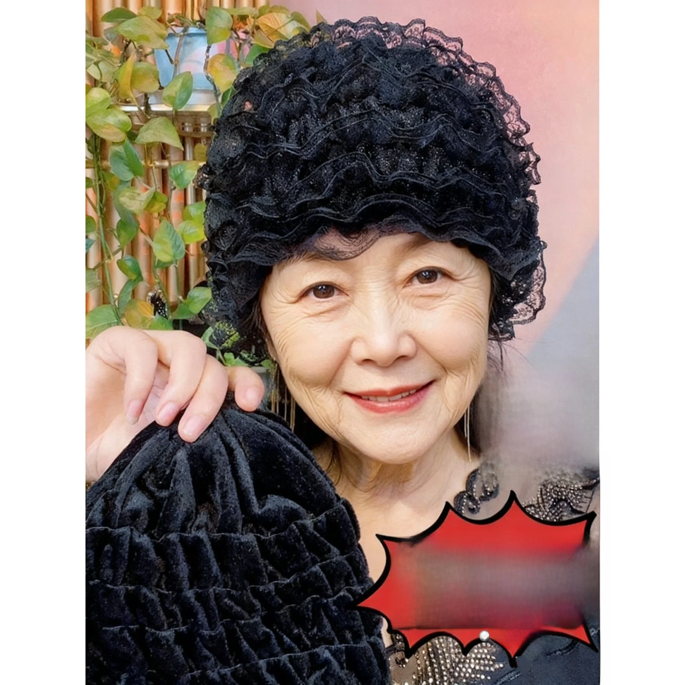 

Thickened Fleece Winter Hat for Women Chemotherapy Wig Cap Head Covering Autumnal Floral Pattern Adjustable round Top Style