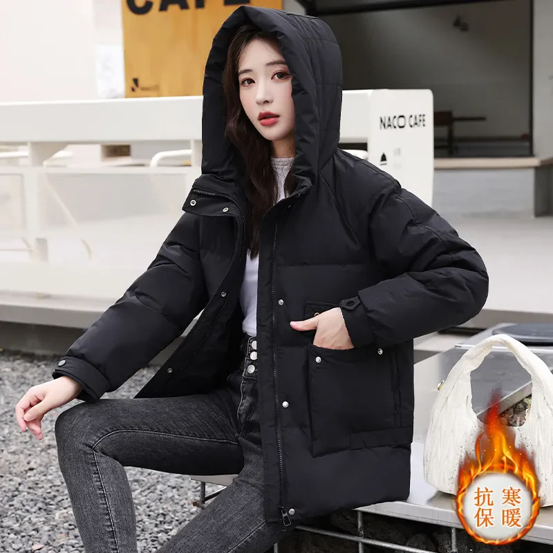 Winter solid color loose Parker Womens Loose Casual Simple All-match Outerwear Coats Fashion Thick Warm Jackets Female