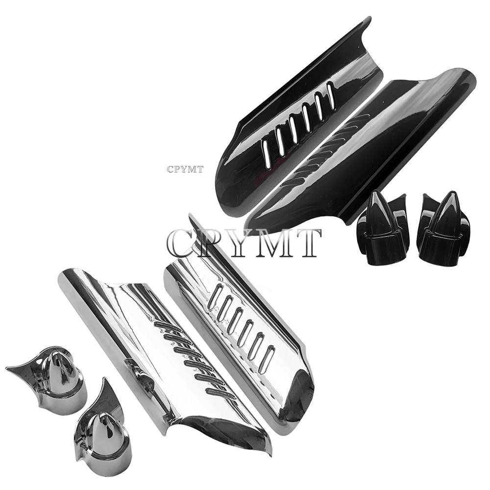 

Chrome/Black Motorcycle Fork Lower Leg Deflectors Shield Cover ABS Plastic For Harley Davidson Touring FLHT 2000-2013