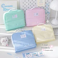 RosyPosy Adorn estuche de lápices de mano de gran capacidad, almacenamiento multifuncional, suministros de oficina para estudiantes, bolsa de papelería