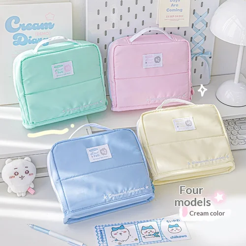 RosyPosy Adorn estuche de lápices de mano de gran capacidad, almacenamiento multifuncional, suministros de oficina para estudiantes, bolsa de papelería