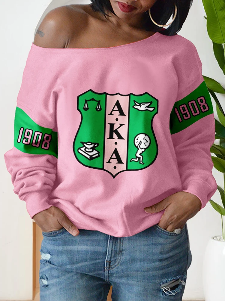 Alpha Kappa Alpha Sorority Print Drop Shoulder Hoodies