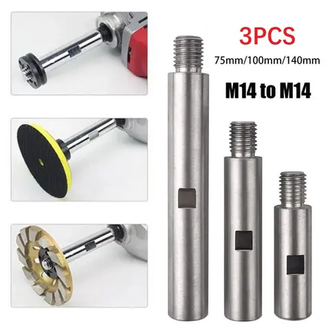 정밀하고 효율적인 연삭을 위한 유연한 길이 3PCS M14 앵글 그라인더 연장 연결로드 75mm/100mm/140mm