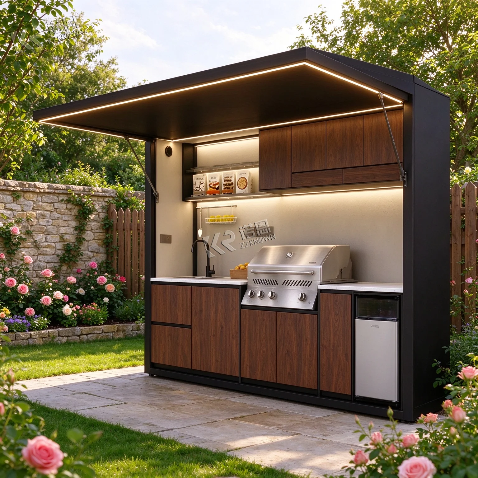 Fine Polished Alloy Casing Outdoor Kitchen Gathering Hub For Family Exterior Activity Premise Outdoor Kitchen
