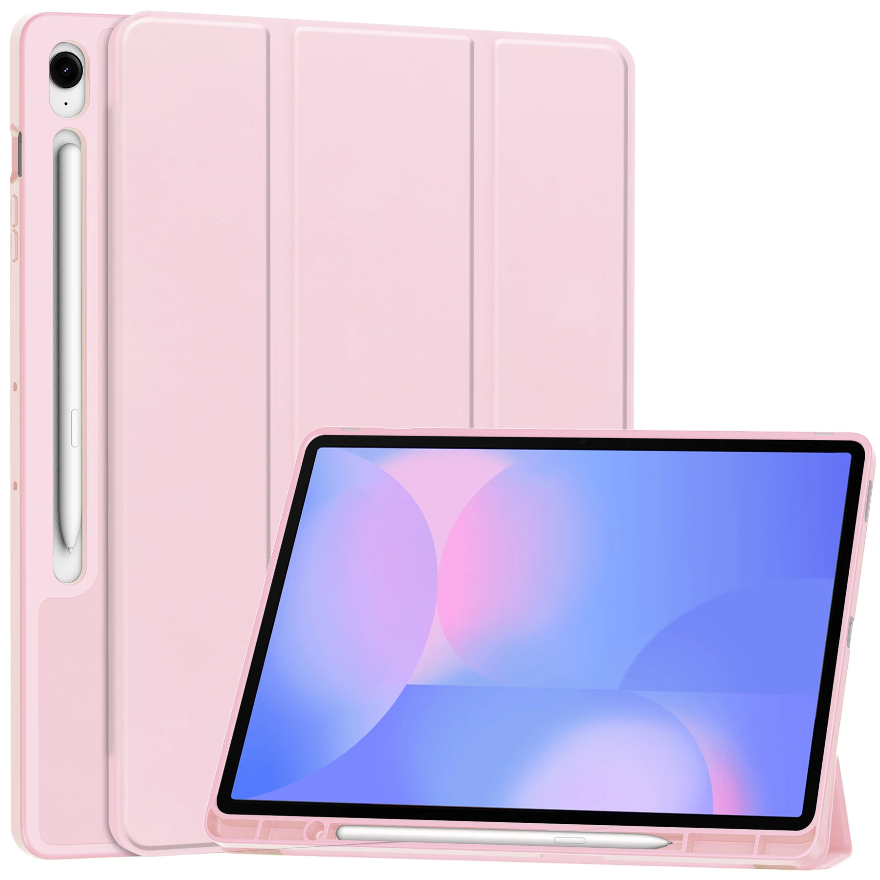 Soft Case for Samsung Galaxy Tab S10 FE+ / S10 FE Plus 13.1-Inch with S Pen Holder Tri-Fold Stand Protective Tablet Cover