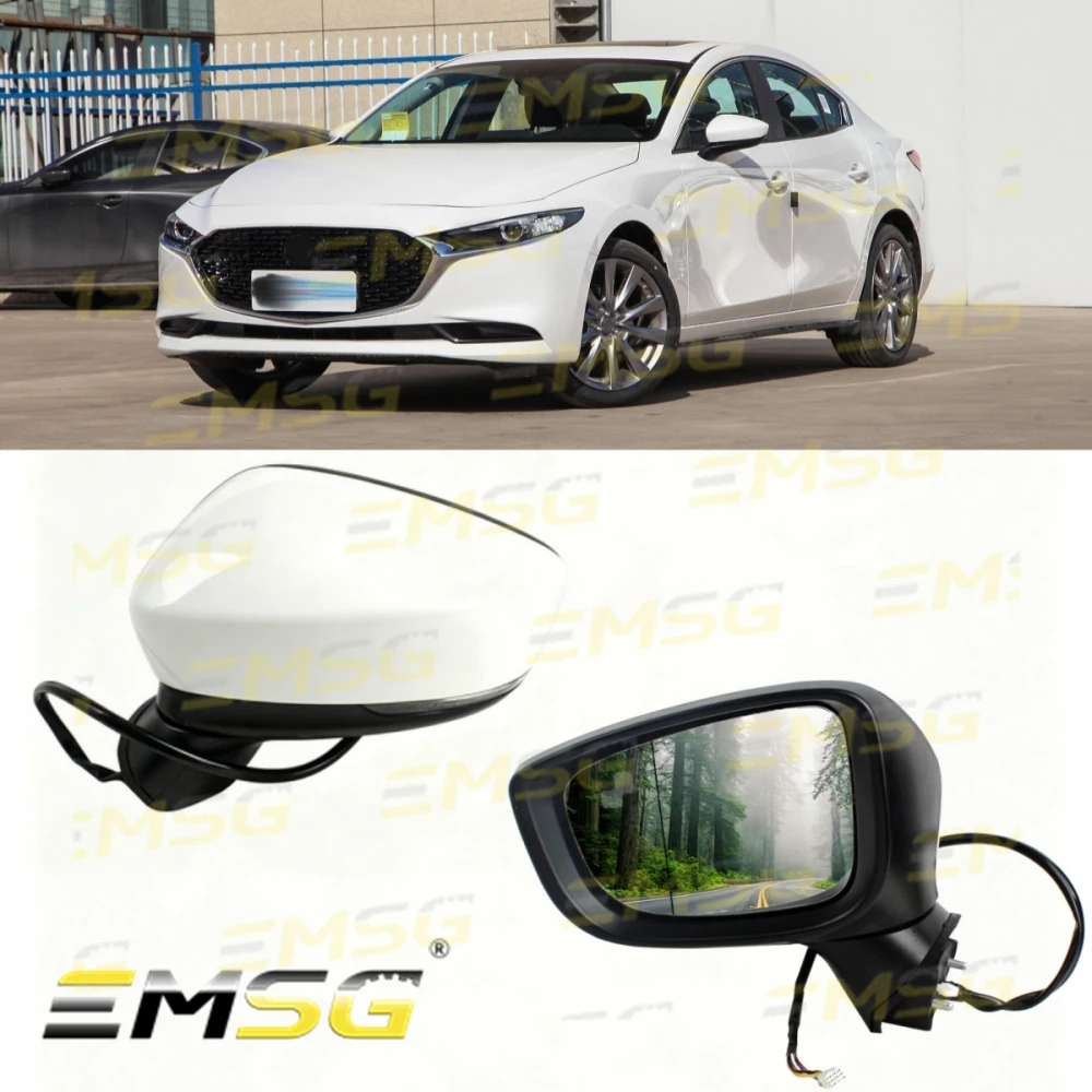 9PIN Rearview Mirror Assembly For Mazda 3 Axela 2017 2018 2019 Car Accessories Primed White Power Fold BACV-69-121B BACS69181B