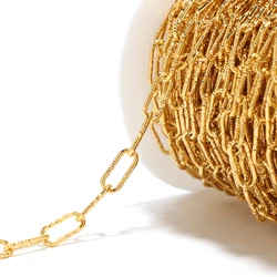 1 Meter Stainless Steel 18k Gold Plated Embossing Texture Cable Oval Chain for Fashion Necklace Findings Jewelry Making Supplies