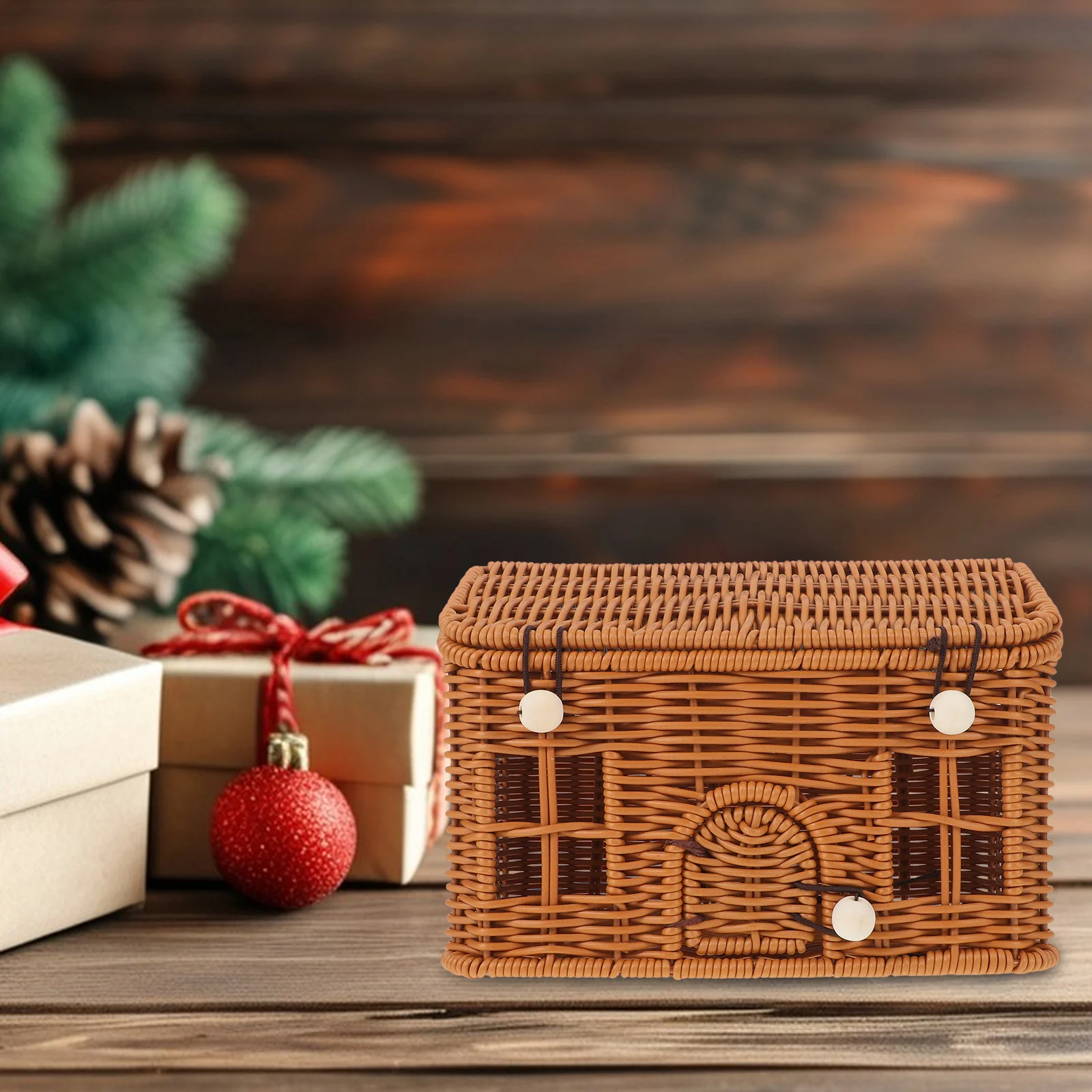 

Christmas Candy Basket Imitation Rattan Bread Baskets to Weave Handmade Serving Bridesmaid