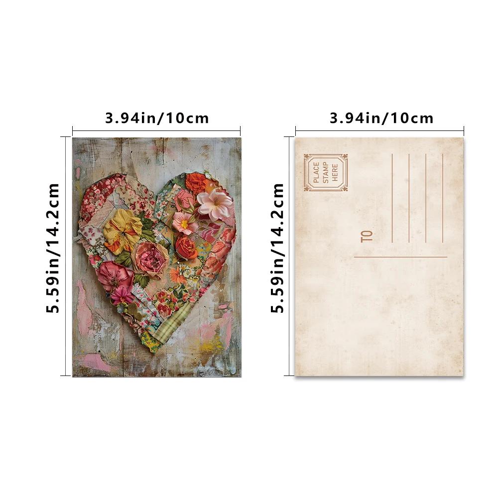 32개 빈티지 콜라주 스타일 발렌타인 데이 카드, 로맨틱한 사랑 표현, 침실 장식, 고품질 인쇄, 선물 카드