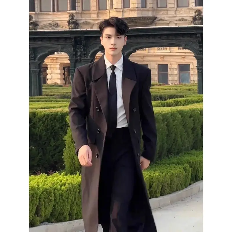 

Мужское льняное пальто-тренч на одной пуговице, серое, стеганое, в корейском стиле, для работы, для мужчин среднего возраста, модное, с графеновым эффектом, яркое, для повседневной носки