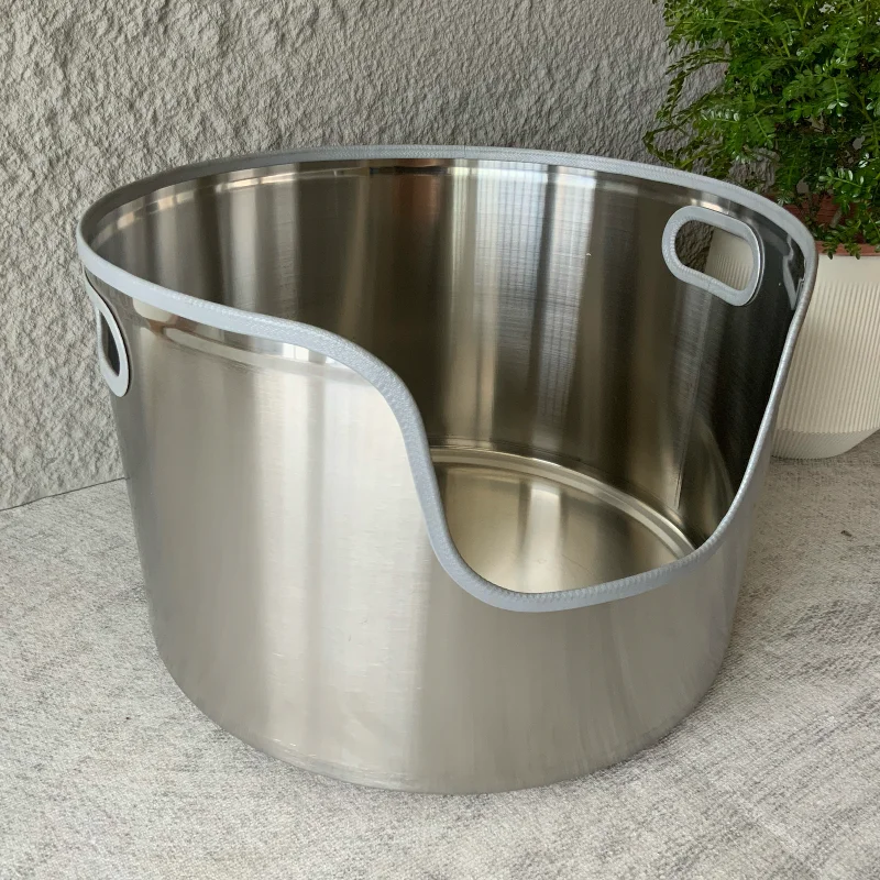 

Large Stainless Steel Cat Litter Box High-Sided Anti-Splash Litter Tray Semi-Enclosed Toilet for Kitten Indoor Durable Pet Potty