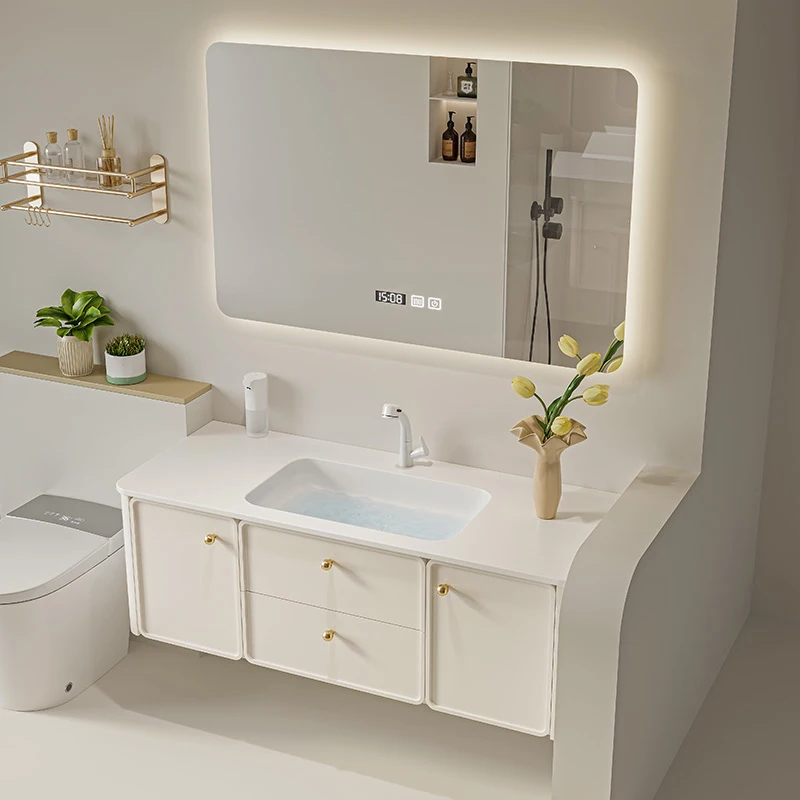 Bathroom Cabinet Skin Cherone Integrated Furniture Combined Hand Washing Handwashing Face Sensory Ceramic Integrated Basin Toile
