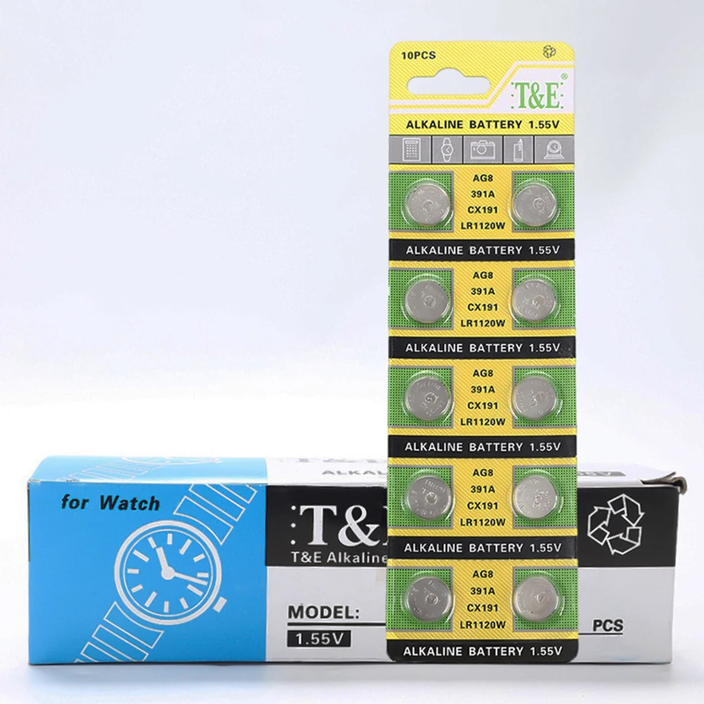 Pilas alcalinas de botón, pila de 40 piezas-200 piezas LR1120 AG8 391 SR1120SW SR1120 LR1120W LR55 CX191 191 1,5 V