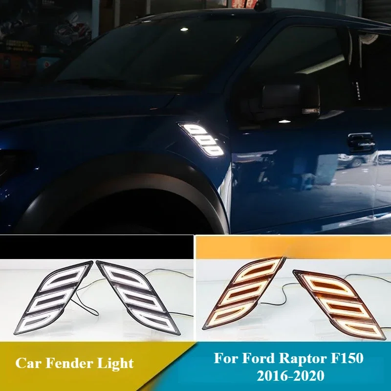 For Ford Raptor F150 F-150 2016-2020 Car Fender Light DRL Wheel Eyebrow Lights LED Daytime Running Light Dynamic Turn Signal detail image 1