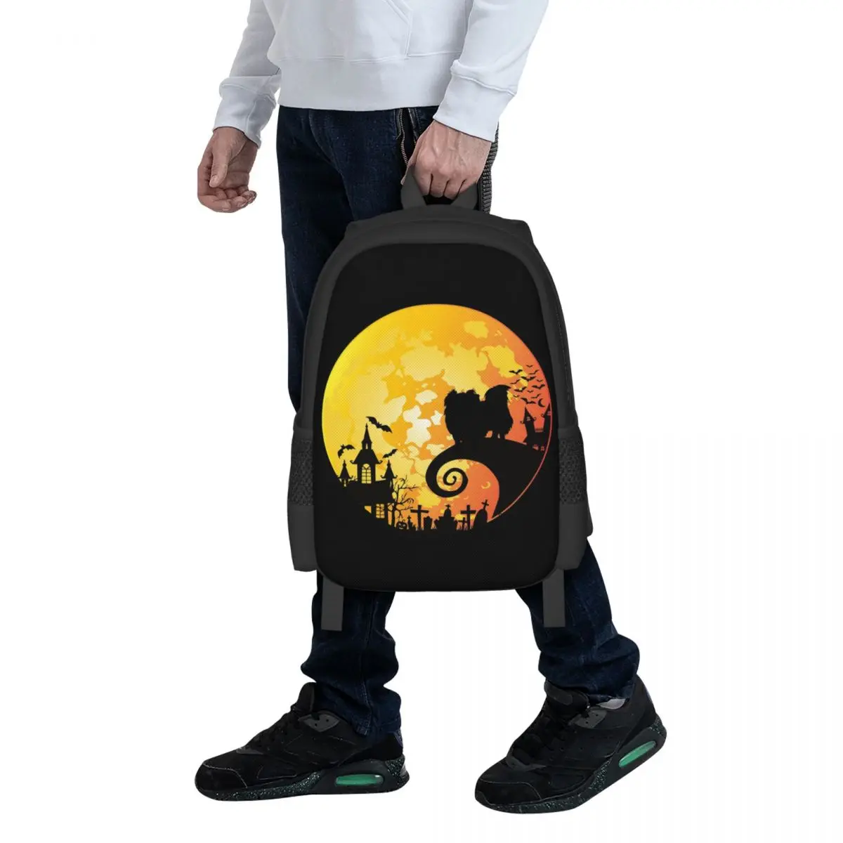 

Pekingese Dog And Moon Halloween Student Backpack School Bag Hiking Travel Daypack for Boys Girls Fashion Bookbag Shoulder Bags