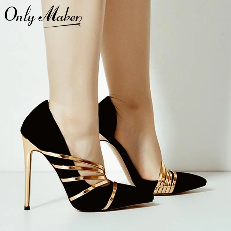 Onlymaker Women 12CM Pointed Toe Stiletto Thin High Heel Sexy Pumps with Gold Pumps